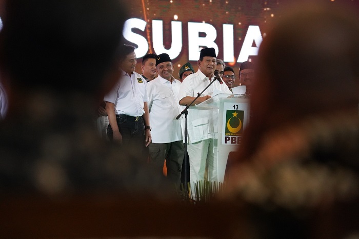 Ketua Umum Partai Gerindra Prabowo Subianto Menghadiri Perayaan Milad ke-25 PBB yang digelar di ICE BSD, Tangerang, Minggu, 30 Juli 2023. (Dok. Tim Media Prabowo)  