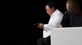 Ketua Umum Partai Gerindra Prabowo Subianto di acara 'Mata Najwa On Stage: 3 Bacapres Bicara Gagasan' di Graha Sabha Pramana UGM. (Facbook.com/@Prabowo Subianto )

