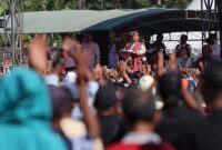 Ketua Umum Partai Gerindra Prabowo Subianto menghadiri acara Deklarasi Masyarakat Perbatasan mendukung Prabowo Subianto Presiden RI 2024. (Dok. Tim Media Prabowo Subianto)