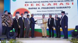 Prabowo Subianto dalam acara deklarasi dukungan dari Jaringan Induk Koperasi Unit Desa (KUD) di Milennium Hotel Sirih, Jakarta. (Dok. Tim Media Prabowo Subianto)